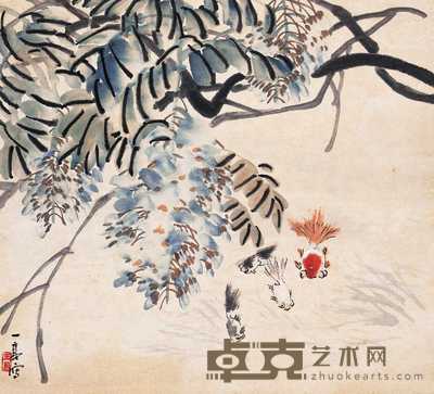王震 紫绶金章 立轴 38×41.5cm